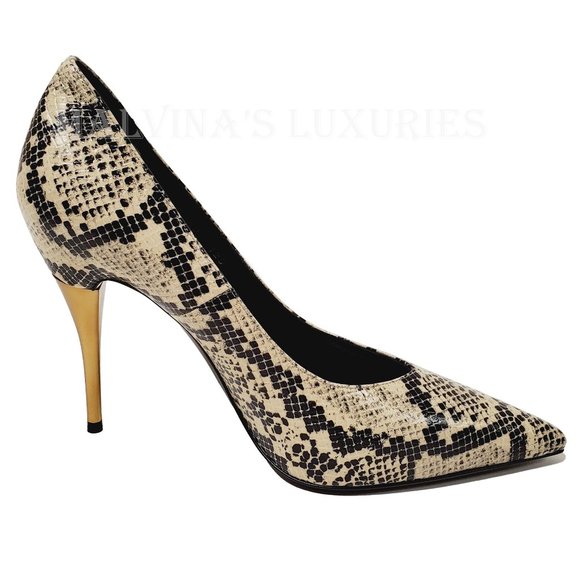 GUCCI SHOES PYTHON PRINT METAL 105mm HIGH HEEL PUMPS - Picture 8 of 14